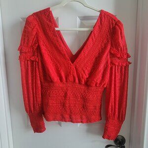 Bebe Alana Smocked Lace Top - Size M